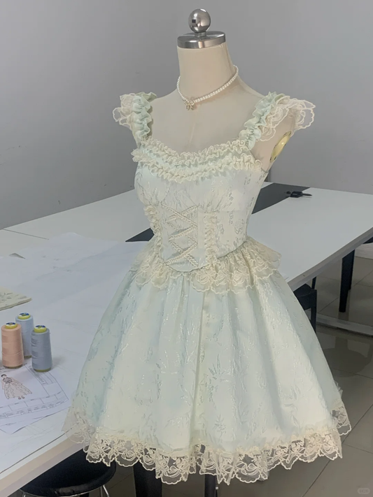 Cute Blue Satin Print Floral Lace A Line Short Birthday Outfits Formal Homecoming Dress Y9160