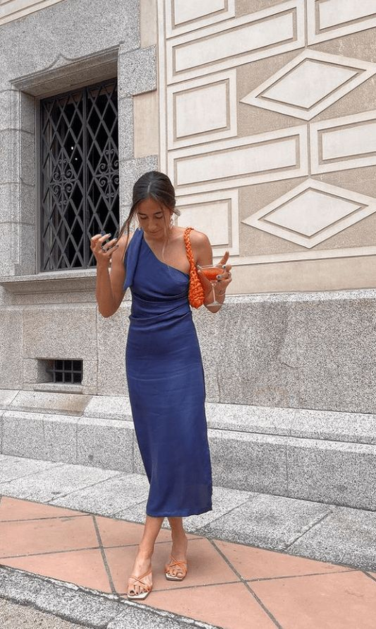 Women's Summer One Shoulder Long Formal Prom Dress Sleeveless Slim Fit For Wedding Guest Y4753