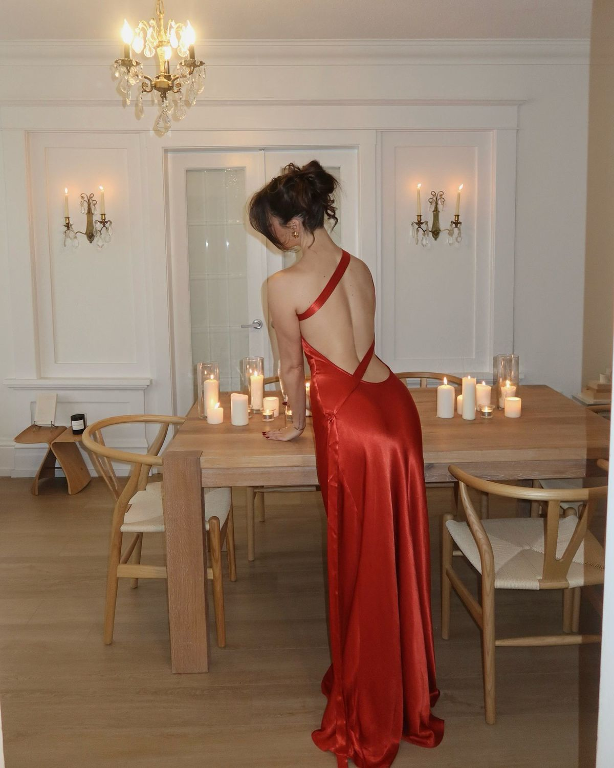 Elegant One Shoulder Backless Red Satin Long Evening Dress Formal Guest Dress SP258