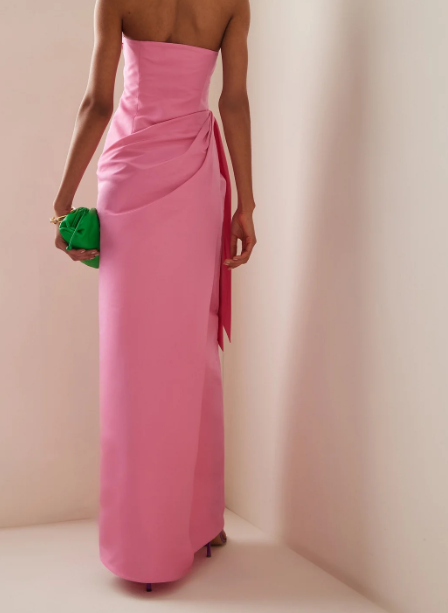 Elegant Strapless Pink Floor Length Prom Dress Evening Dress Y8406