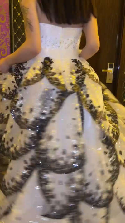 Gorgeous Strapless White Satin Sequin Beaded Long Evening Dress Formal Birthday Prom Gown SP651