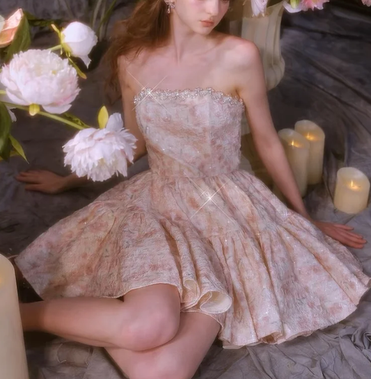 Modest Strapless Satin Beaded A Line Short 18th Birthday Outfits Formal Graduation Homecoming Dress Y9206