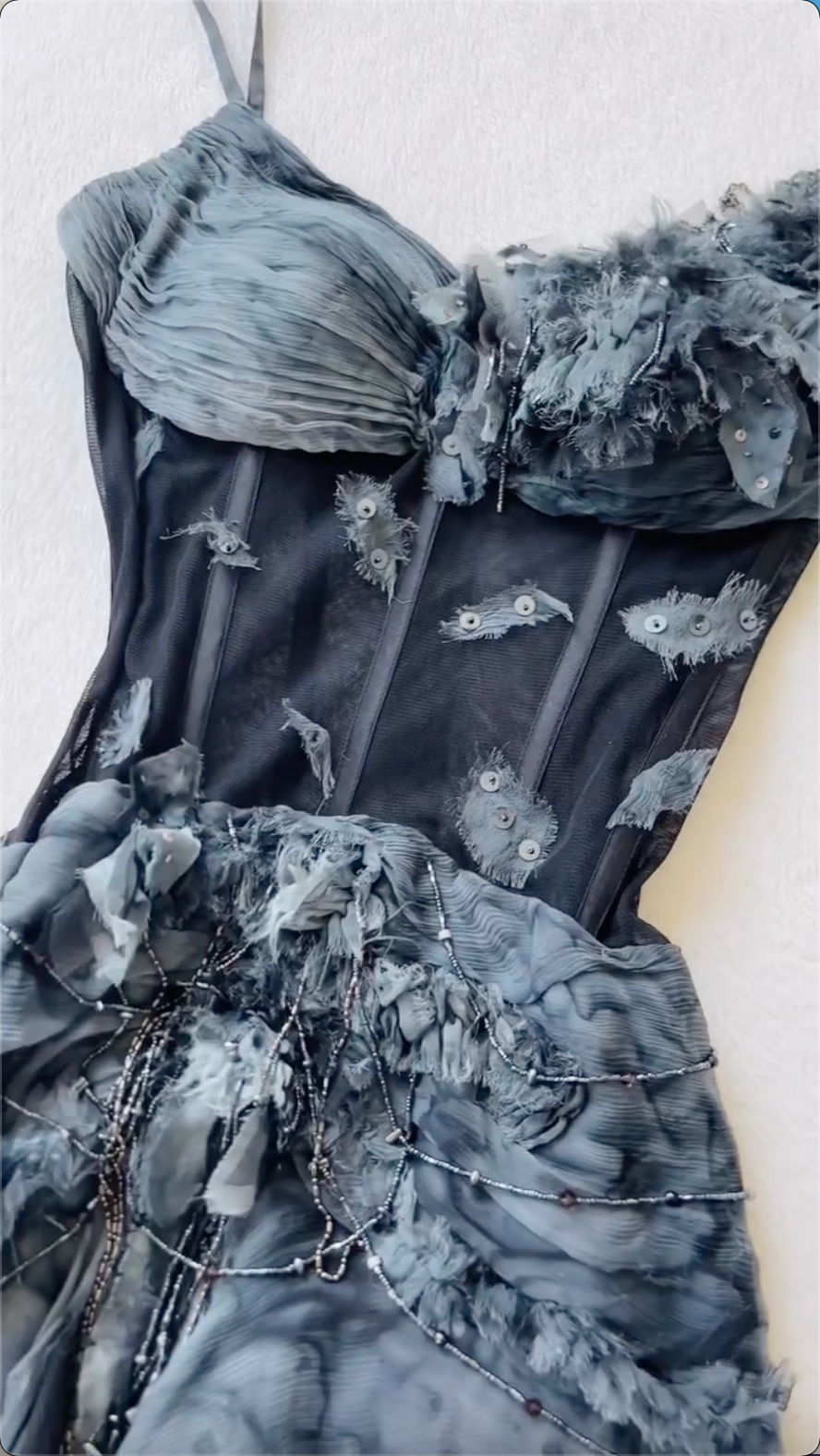 Beautiful Spaghetti Straps Chiffon Beaded Long Party Dress Formal Evening Dress Y9733