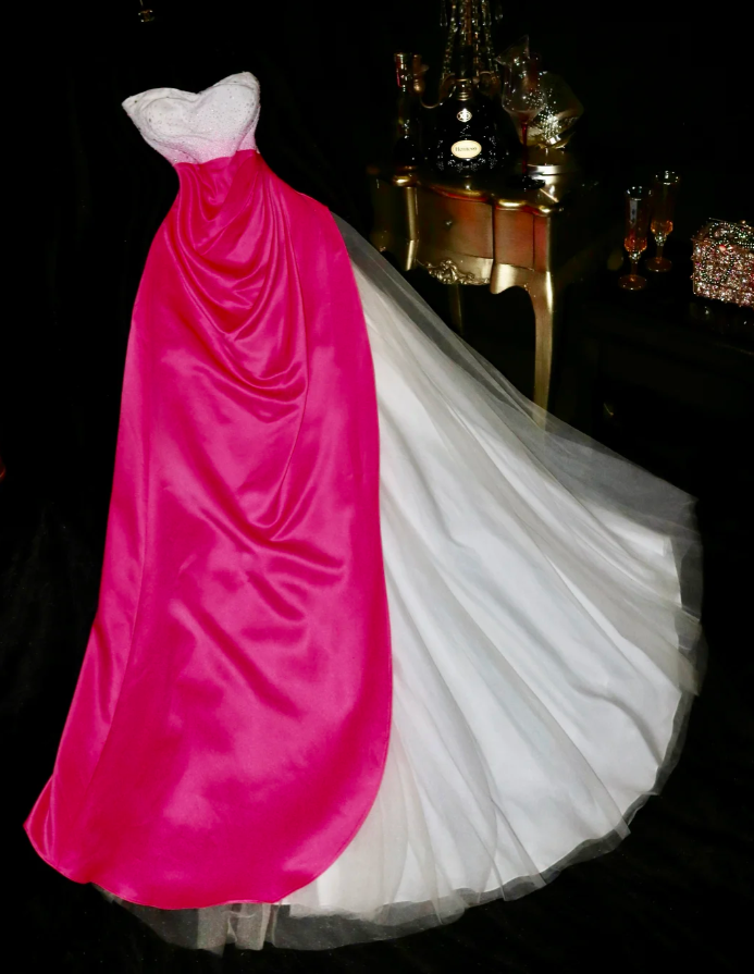 Trendy Strapless Tulle Satin Mermaid Long Birthday Prom Dress Party Gown SP757