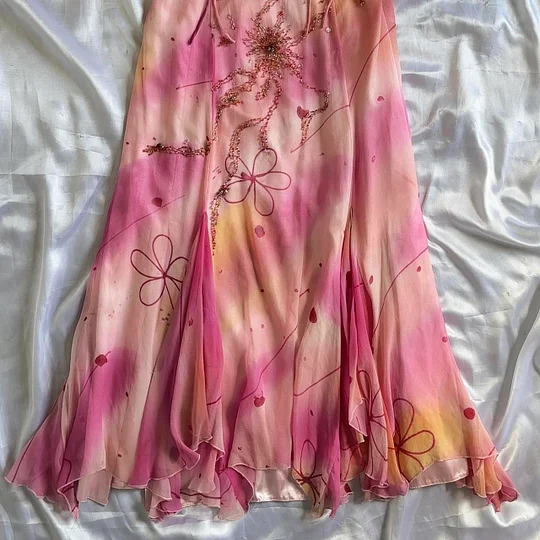 Classy Pink Chiffon Beaded Long Prom Gown Formal Evening Dress Y9742