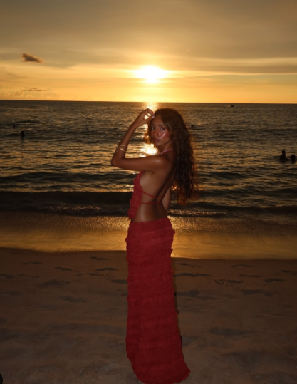 Sexy Red Two Piece Ruffle Party Gown,Halter Backless Evening Dress Y8734