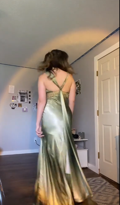 Vintage Green V Neck Satin Beaded Mermaid Prom Dress Long Evening Gown SP232