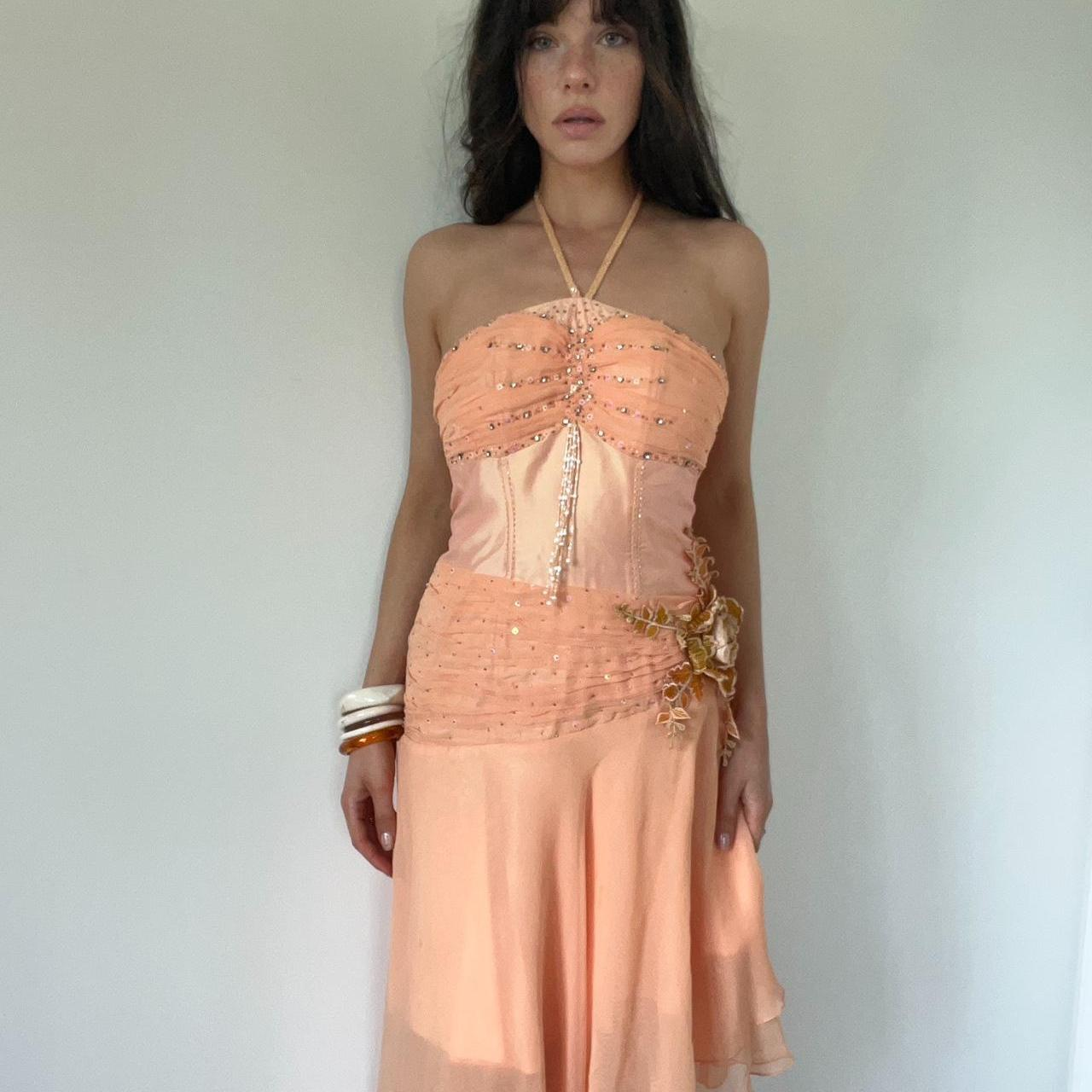 Classy Halter Chiffon Beaded Orange Long Party Dress Formal Evening Gown SP261