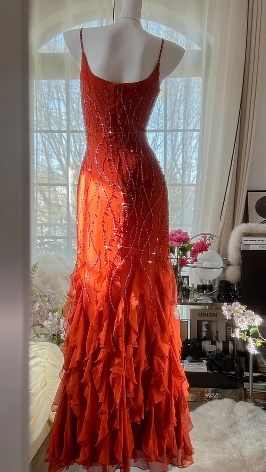 Beautiful Exquisite Beaded Long Chiffon Evening Gown Birthday Party Gown Prom Dress Y9774