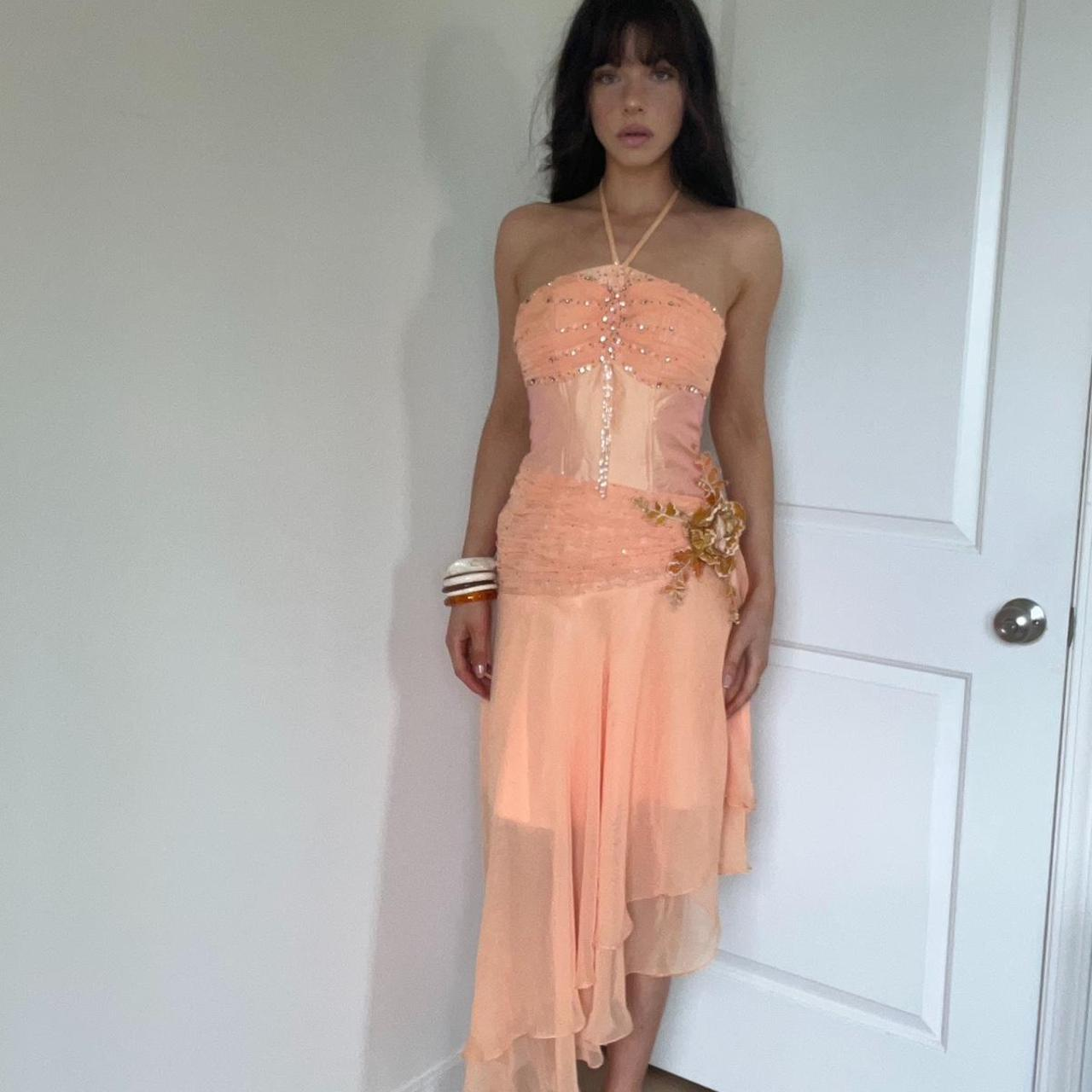 Classy Halter Chiffon Beaded Orange Long Party Dress Formal Evening Gown SP261