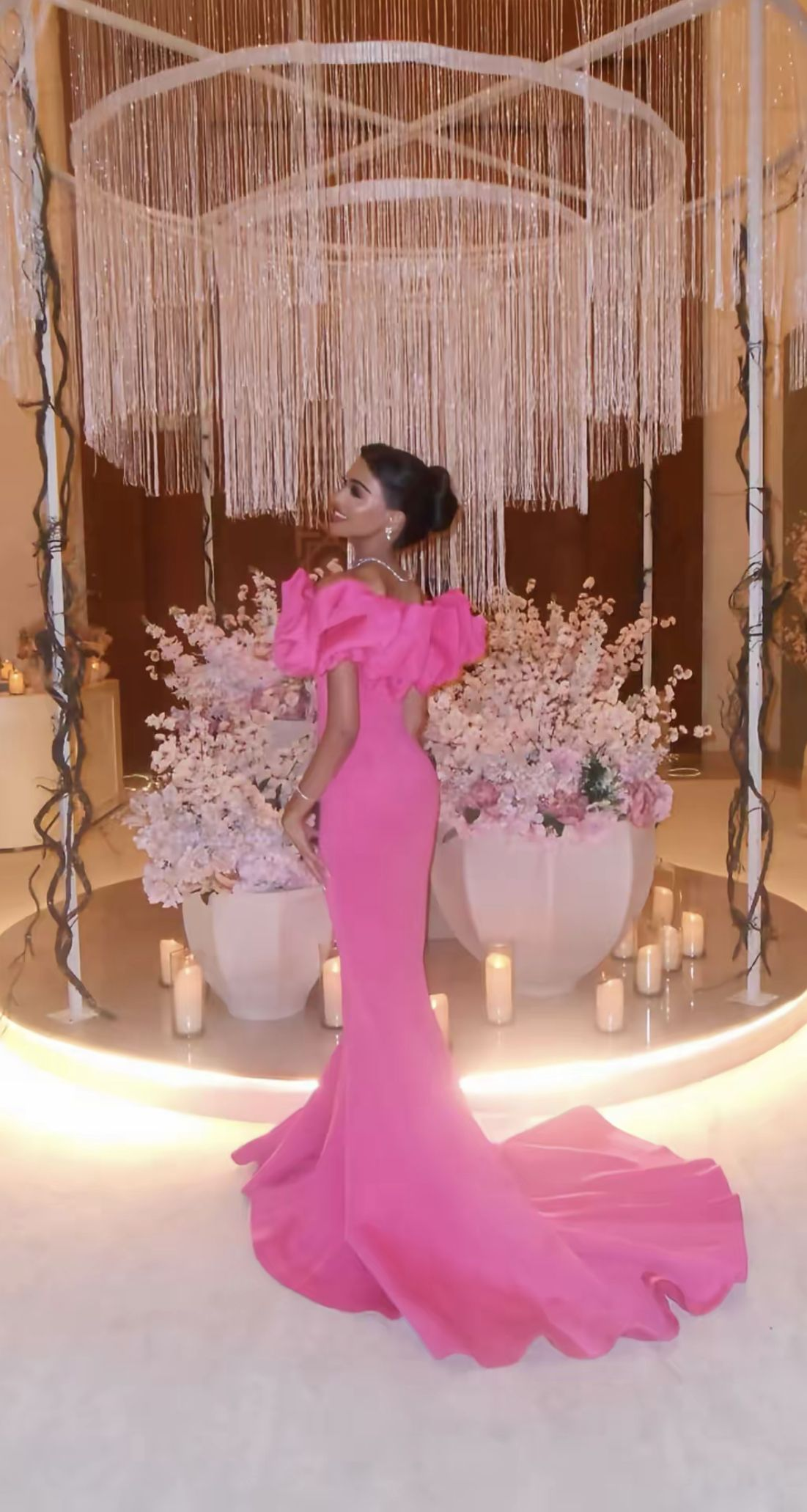 Gorgeous Off The Shoulder Pink Satin Mermaid Evening Dress Formal Long Birthday Outfits SP602