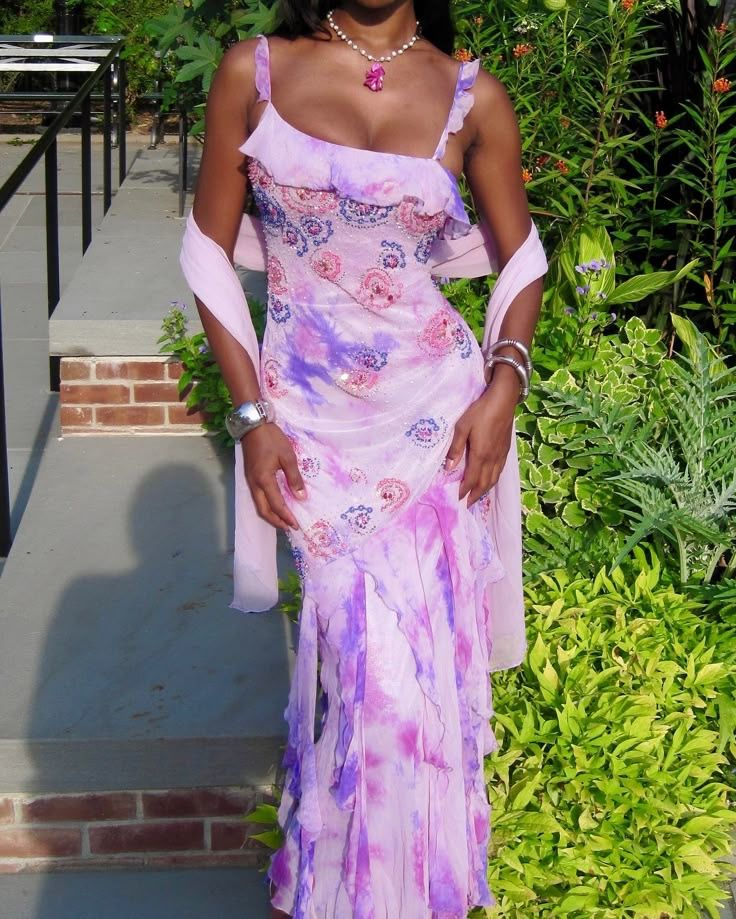 Glamorous Ombre Purple Chiffon Ruffle Beaded Mermaid Party Gown Formal Birthday Outfits With Ribbon SP809