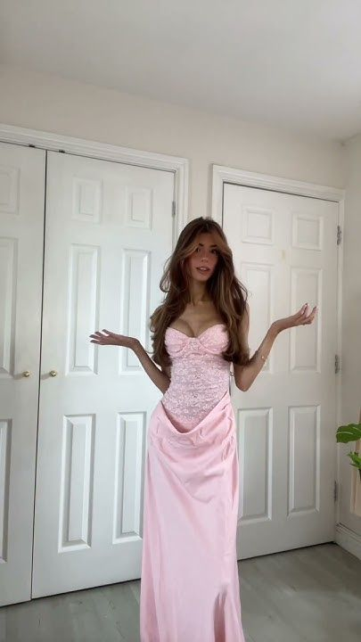 Classy Lace Satin Prom Dress,Pink Bridesmaid Dress Party Dress Y8723