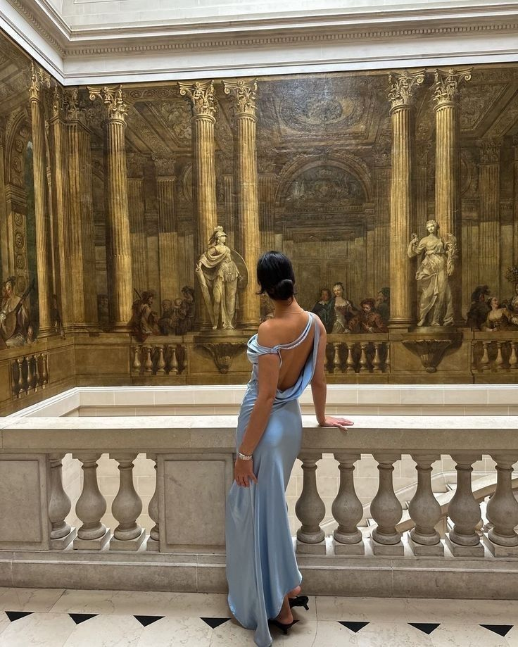 Classy Blue Satin Mermaid Long Wedding Dress Party Dress SP1093