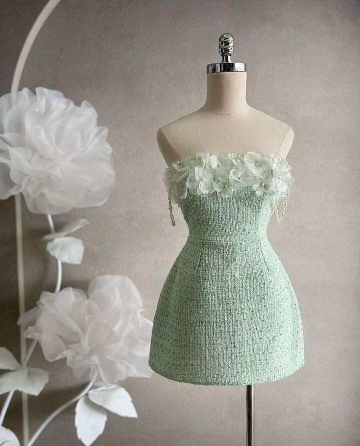 Sweet Light Green Strapless A Line Short 19th Birthday Outfits Formal Graduation Homecoming SP216
