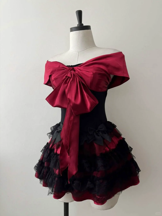 Vintage Off The Shoulder Satin Lace Layered A Line Birthday Outfits Short Homecoming Dress Y9219