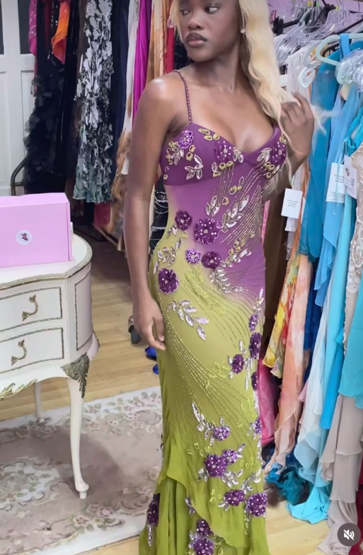 Pretty Spaghetti Straps Chiffon Beaded Ruffles Sheath Long Evening Dress Formal Prom Gown SP264