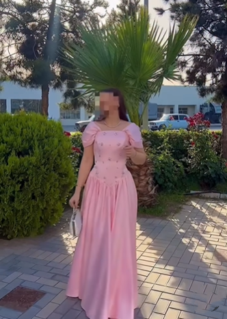 Elegant Pink SAtin Beaded A Line Long Party Dress Formal Bridesmaid Dress Y9661