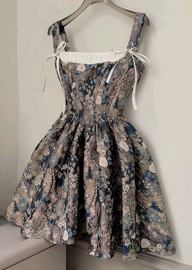 Unique Satin Print Floral A Line Short 16th Birthday Outfits Graduation Homecoming Dress Y9697