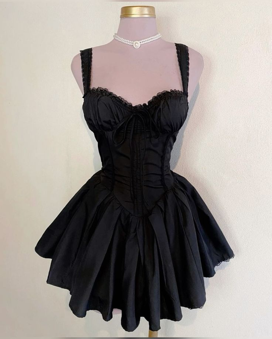 Simple Black Sweetheart Neck Satin Short Homecoming Dress Sexy Cocktail Dress Y9149