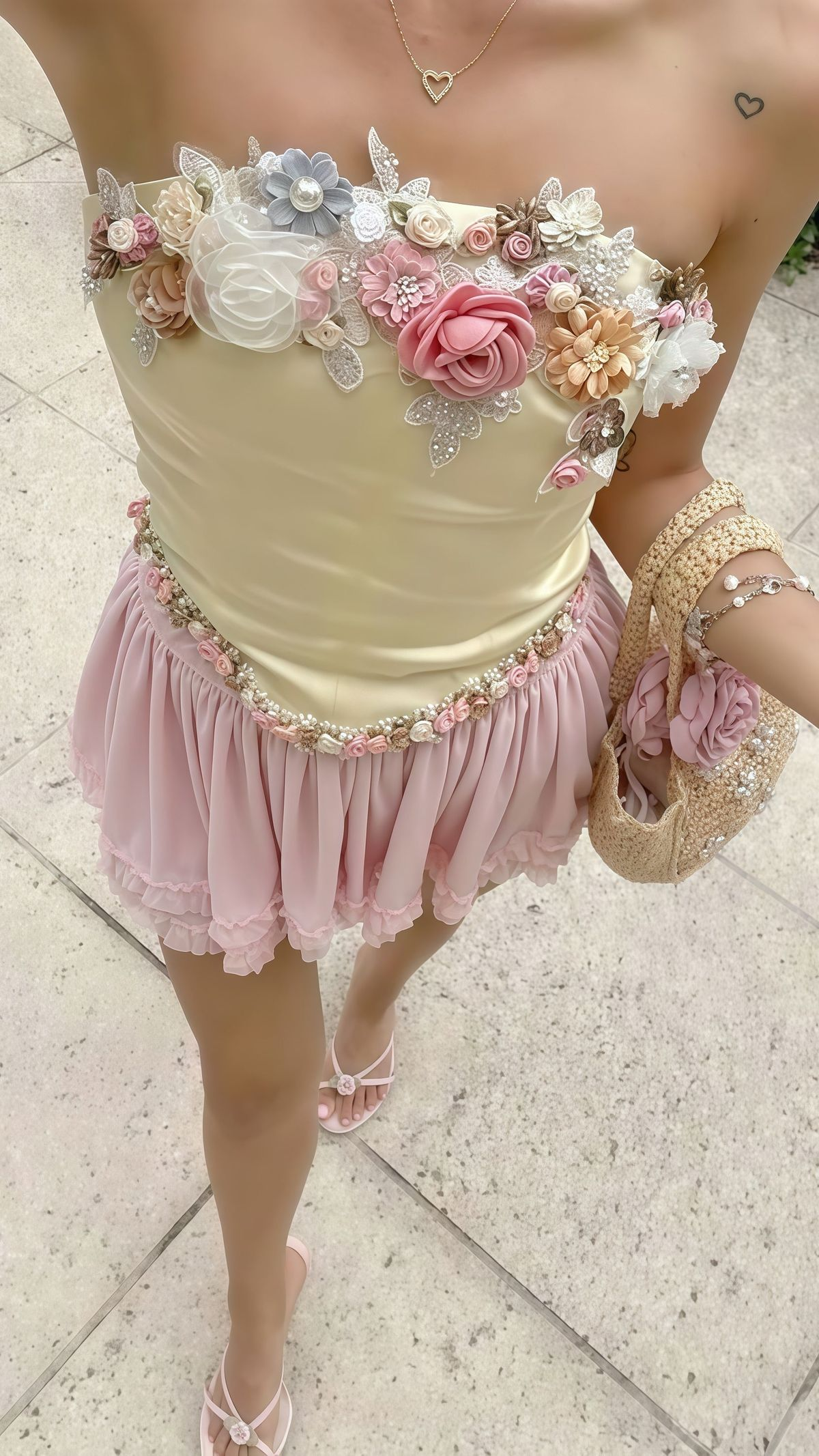 Cute Strapless 3D Floral Flowers Beaded Mini Birthday Dress Formal Homecoming Dress Y9755