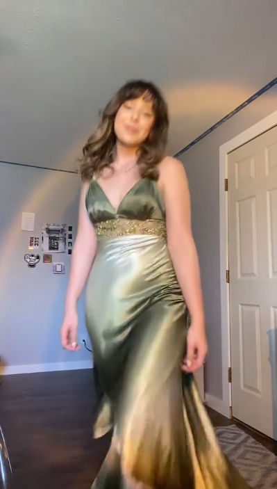 Vintage Green V Neck Satin Beaded Mermaid Prom Dress Long Evening Gown SP232
