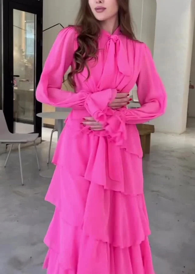 Fashion Chiffon Layered Ruffled Long Prom Dress Elegant Party Evening Dress Y7617