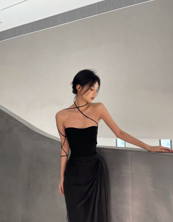 Black Simple Prom Dress Sexy Evening Dress Y1343