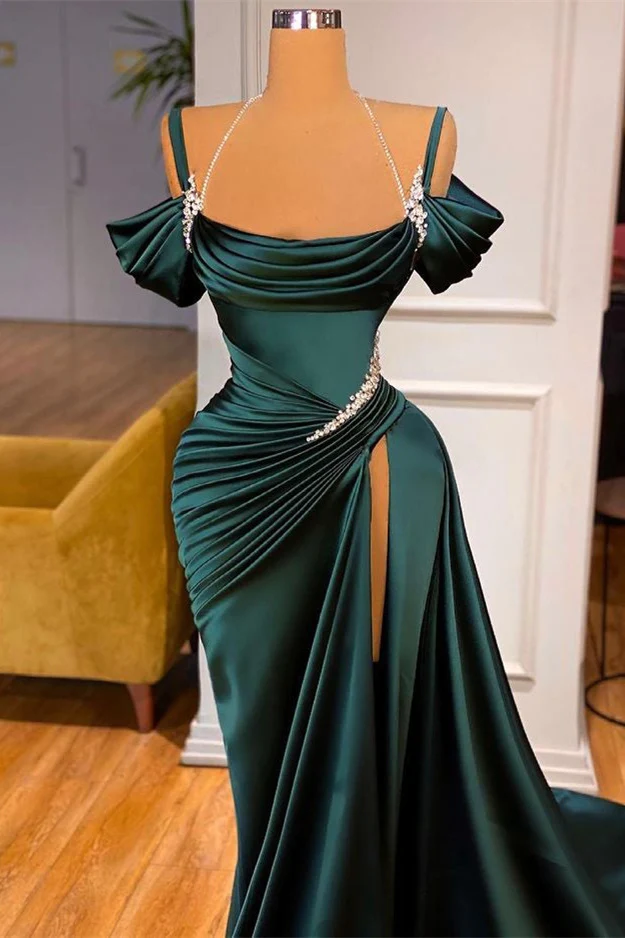 Elegant Stunning Off-the-Shoulder Mermaid Prom Dress Ruffles With Split Y83