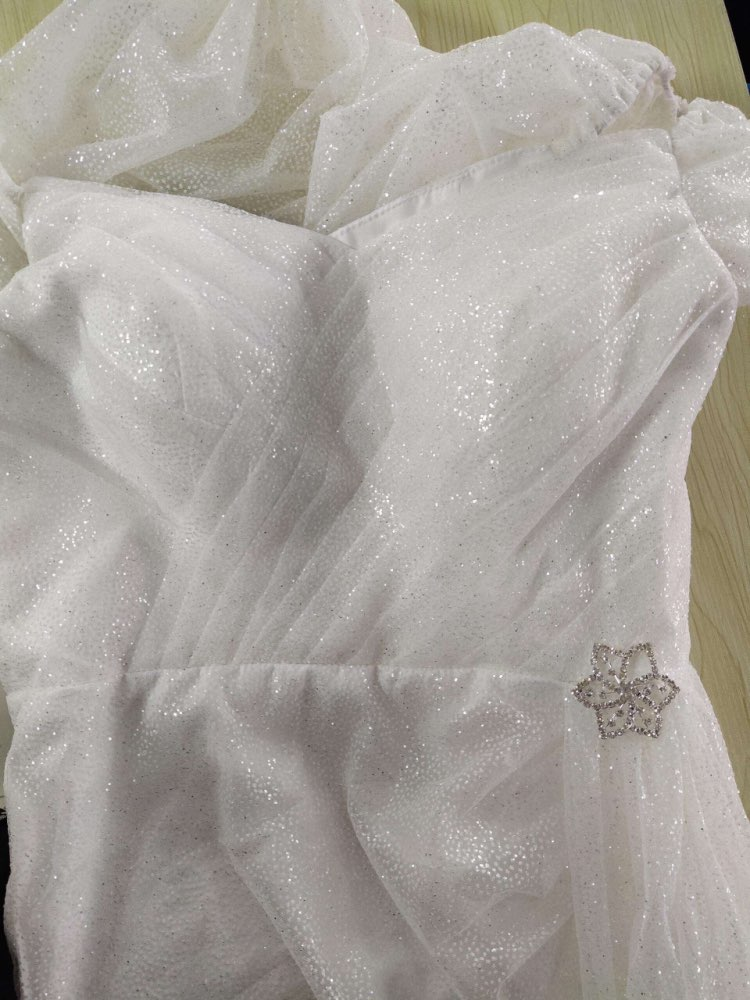 Short Puff Sleeve Wedding Dress Sweetheart Sparkly Modern Bridesmaid Dresses for Party Outfit Dress Y1208