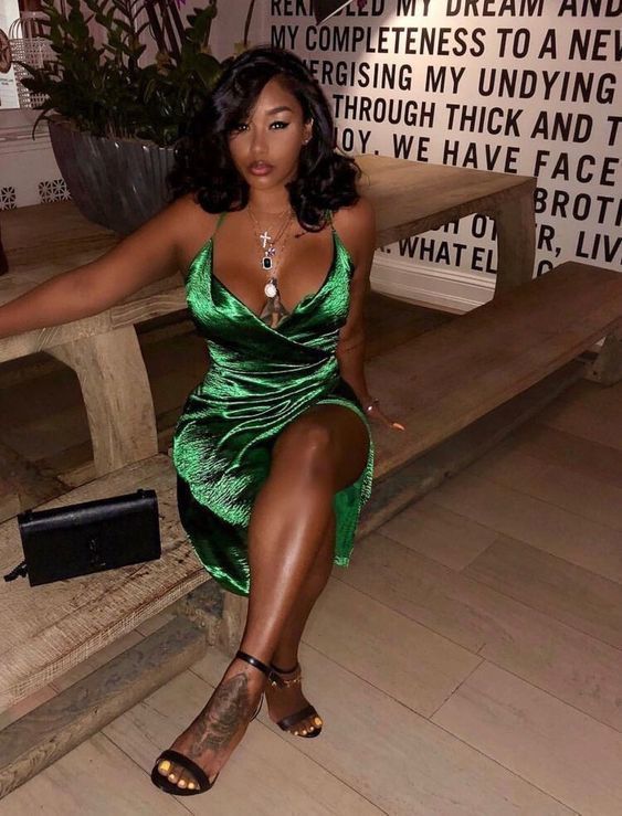 A-line V Neck Green Short Homecoming Dress S22749
