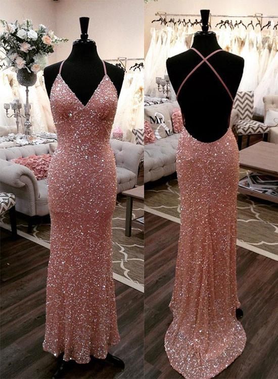 Mermaid Sequins Long Prom Dress, Evening Dress S6843