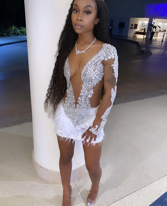 21th Birthday Outfit Dress Sexy Tight Beaded Dress Mini Homecoming Dress Y780