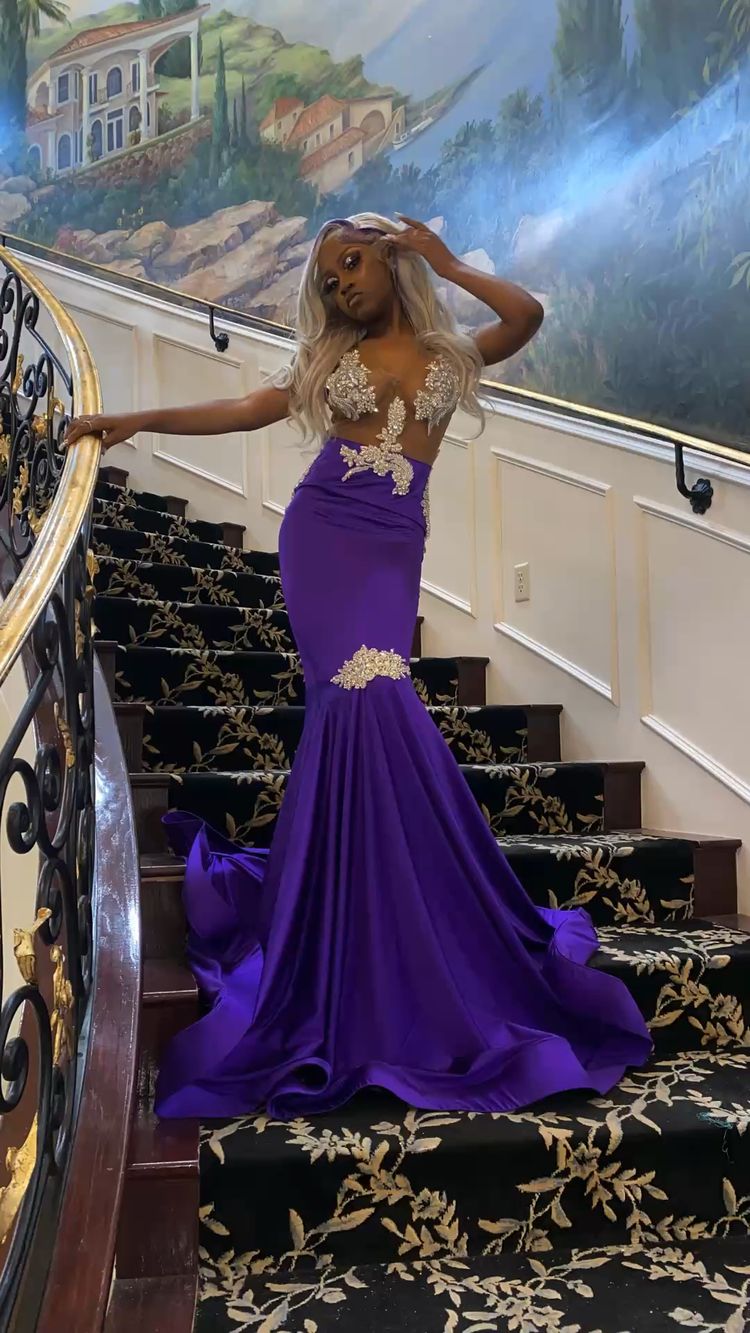 Sexy Purple Mermaid Prom Dress,Charming Evening Dress Y1708