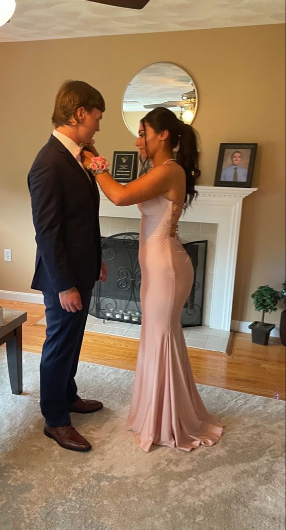 Pink Mermaid Floor Length Prom Dress Pretty Prom Dress Classic Evening Dress Y647