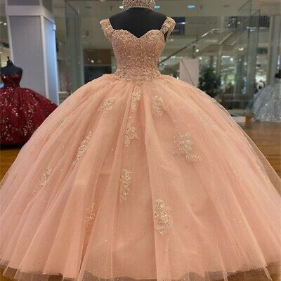 Sweetheart Quinceanera Dress Blush Pink Beaded Sweet 16 Dress Ball Gown Y529