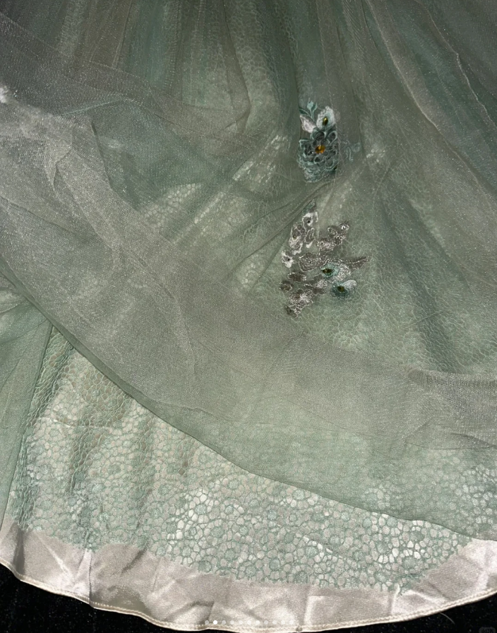 Beautiful Tulle Applique Beaded Mermaid Long Prom Gown Birthday Party Dress SP820