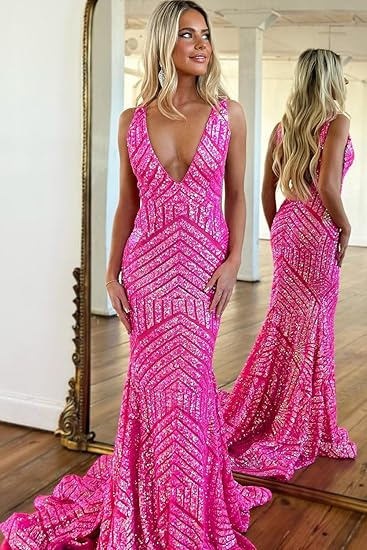 Elegant V Neck Sexy Sleeveless Mermaid Prom Dress,Orange Evening Dress  Y5188