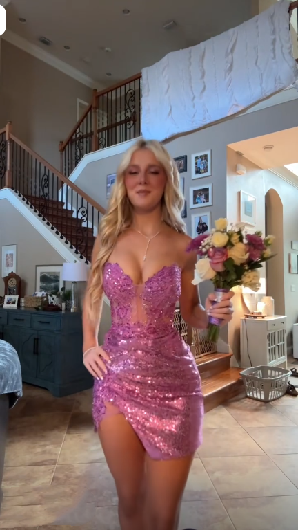 Pretty Purple Sweetheart Neck Sequin Sheath Short Graduation Homecoming Dress,Mini Prom Dress SP3368
