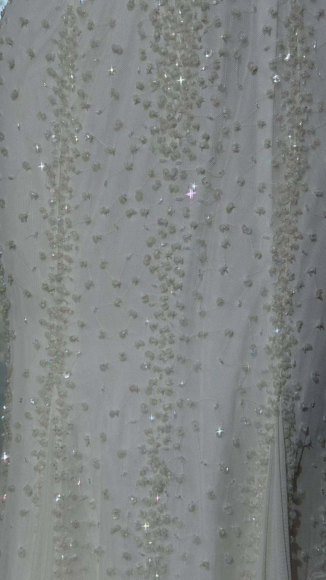 Sparkly Spaghetti Straps V Neck Chiffon Beaded Mermaid Evening Dress White Long Birthday Dress SP2179