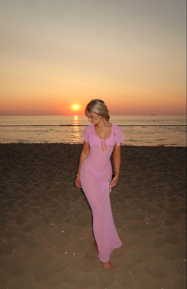 Sexy Pink Chiffon Mermaid Long Prom Dress Evening Gown SP521