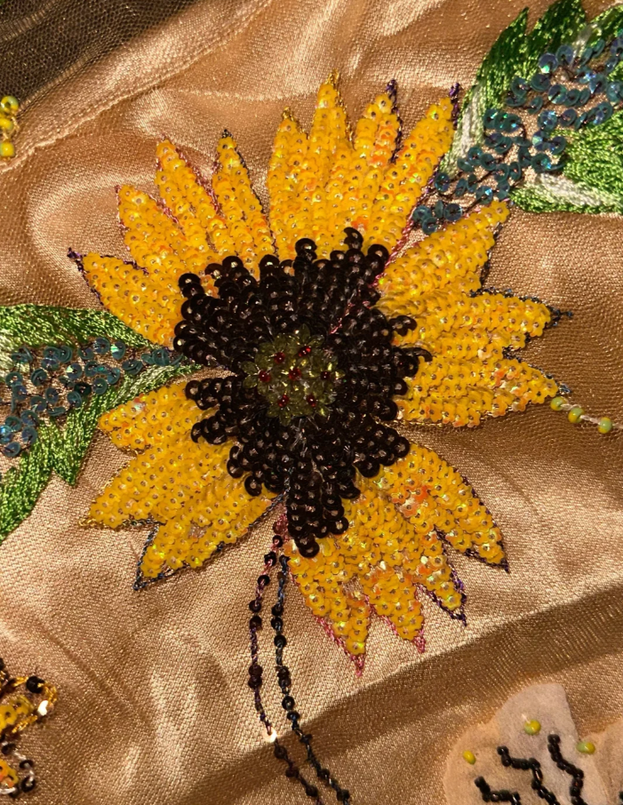 Gorgeous Sleeveless Gold Beaded Sequin Mermaid Evening Dress Long Prom Dress SP1064