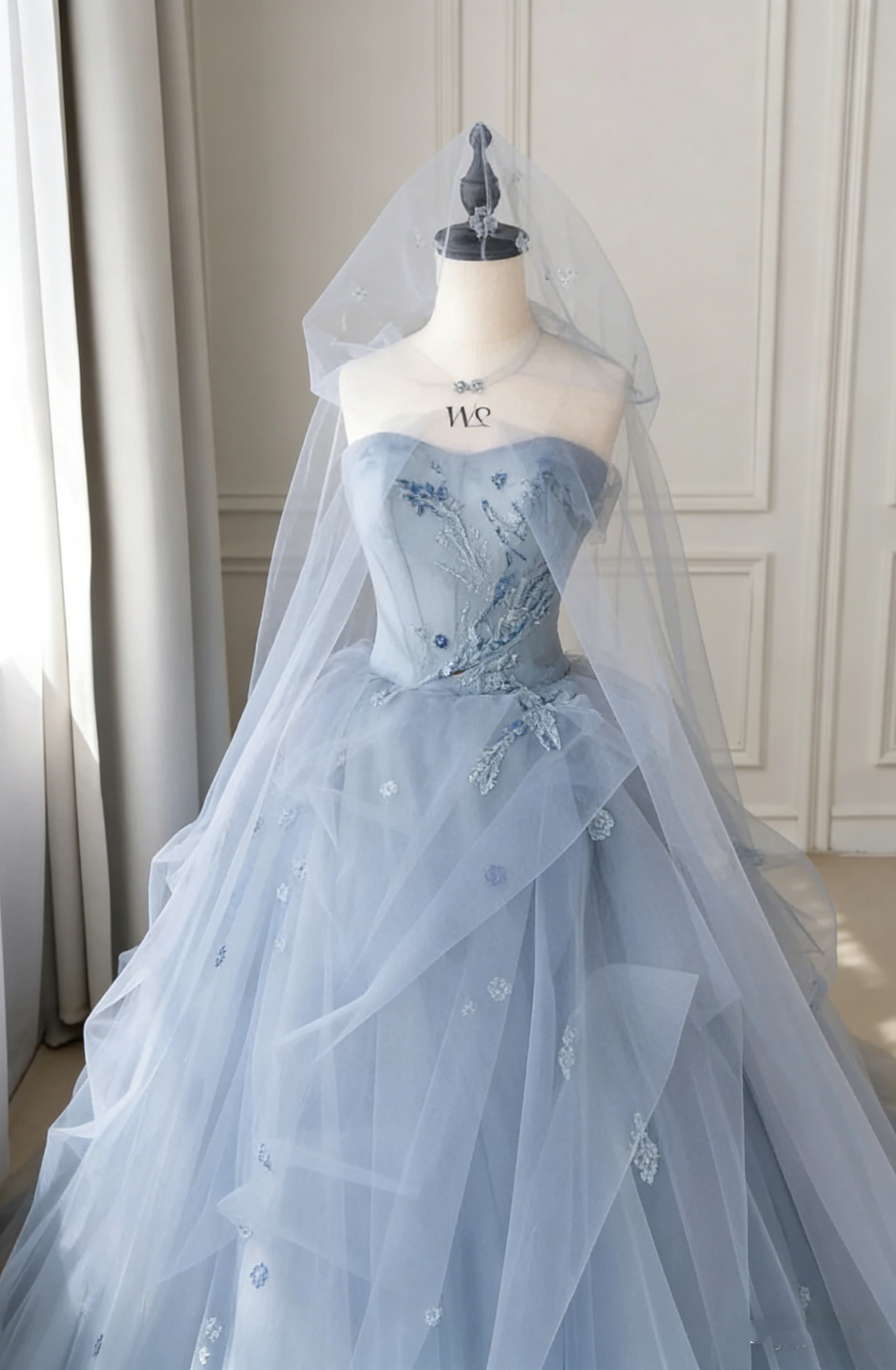 Fantasy Blue Tulle Ball Gown,Blue Sweet 16 Dress,Fairy Dress  Y2398