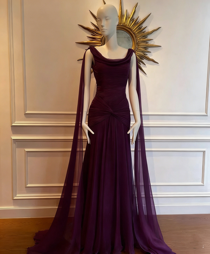 Charming Red Chiffon Mermaid Long Evening Dress Prom Dress Y8762