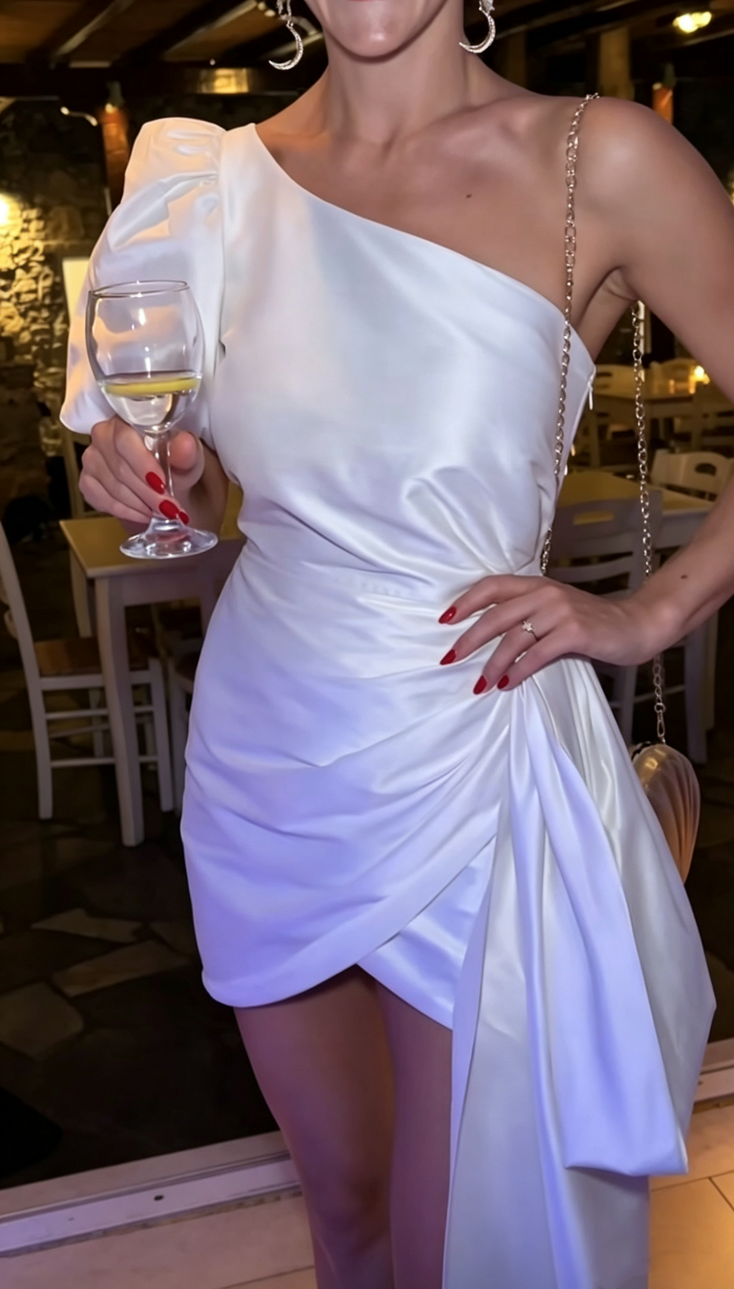 Elegant White Satin Sheath Short Graduation Homecoming Dress,One Shoulder Short Birthday Outfits SP3485