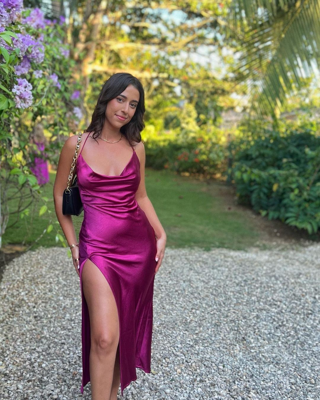 Sexy Halter Hot Pink Satin Slit Evening Dress Formal Wedding Guest Dress SP556