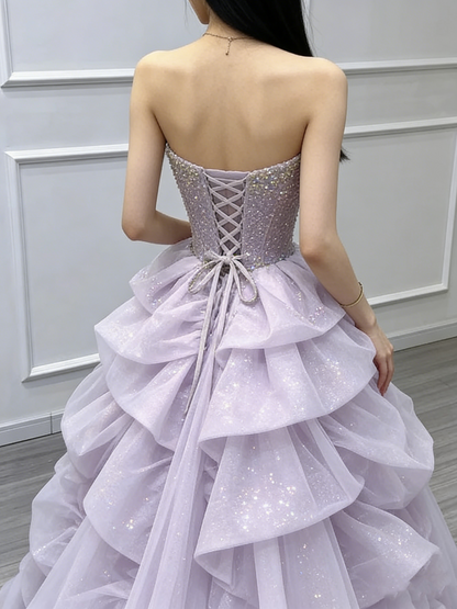 Elegant Purple Sweetheart A-line Prom Dress,Fairy Dress,Purple Princess Dress Y6651