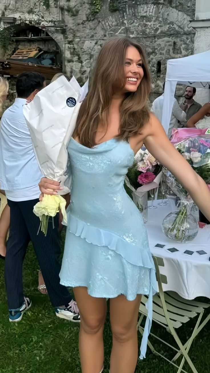 Classy Blue Halter Sequin Short Birthday Outfits Formal Graduation Homecoming Dress Y9785