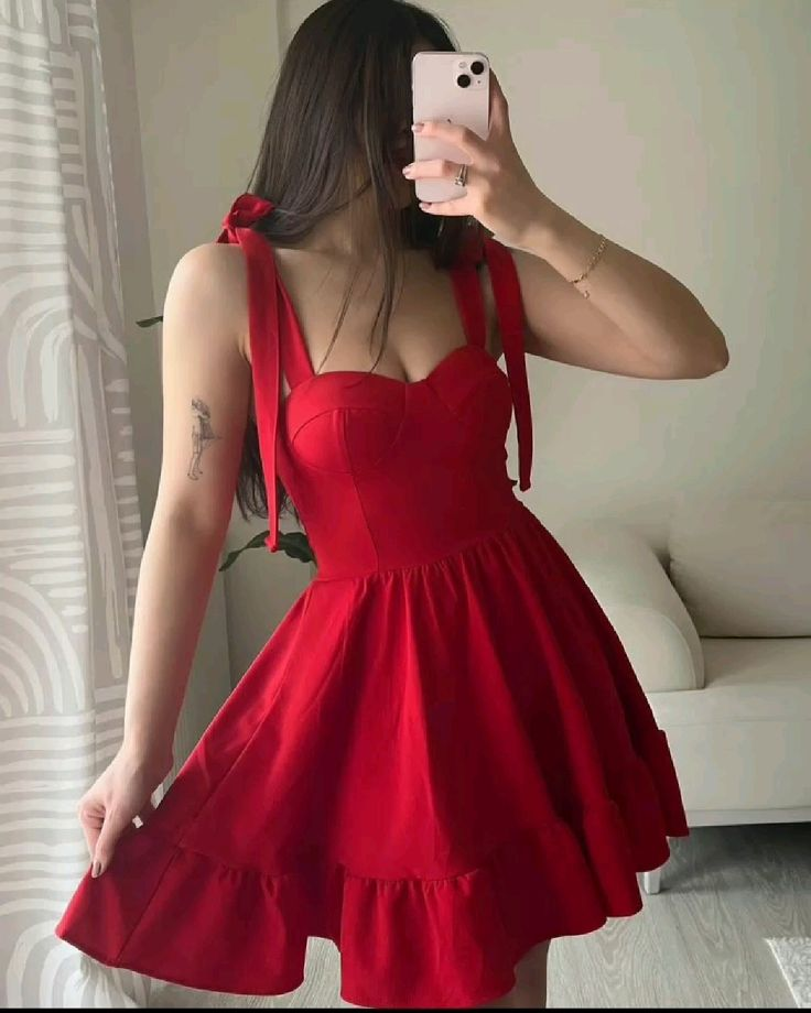 Pretty Spaghetti Straps Red A Line Short Birthday Outfits Formal 7th Grade Homecoming Dress Y9630