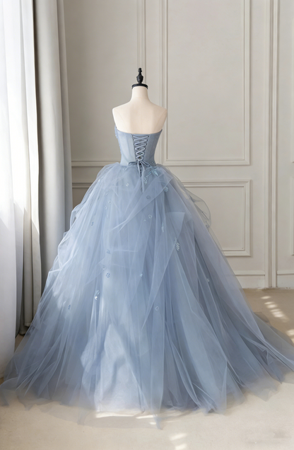 Fantasy Blue Tulle Ball Gown,Blue Sweet 16 Dress,Fairy Dress  Y2398